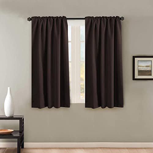 Image of H.VERSAILTEX Blackout Curtains Thermal Insulated Window Treatment Panels Room Darkening Blackout Drapes for Living Room Back Tab /Rod Pocket Bedroom Draperies, 52 x 63 Inch, Chocolate Brown, 2 Panels