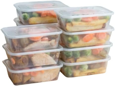 Sabco – 50pcs 500ml Reusable Plastic Microwave Containers with Lids – BPA Free, Freezer Safe, Dishwasher Safe, Durable Food Storage Boxes