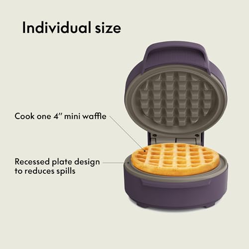 Image of bella Stack & Store Mini Waffle Maker, 4-Inch Ceramic Non-Toxic, Plum