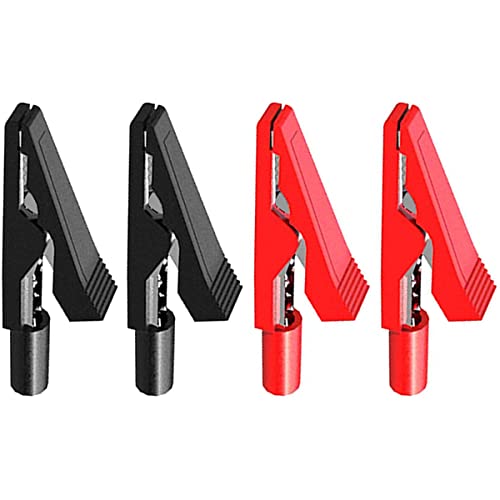 Greluma 4 PCS Pinzas de cocodrilo aisladas, pinzas de cocodrilo eléctricas para sondas de prueba de 2mm y conectores banana