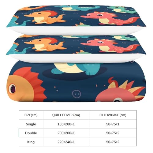 Housse de couette dragon 3D 200x200 avec fermeture éclair cachée pour lit enfant