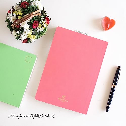Image of NEORAH - A5 Dotgrid Notebook SOFT COVER | JOURNAL REFILL | Dotted notebook Journal | 110 GSM | 160 pages (Size 21 cm x 14.8 cm) Planner Journaling Writing Note Taking Diary, Travellers Journal - PINK