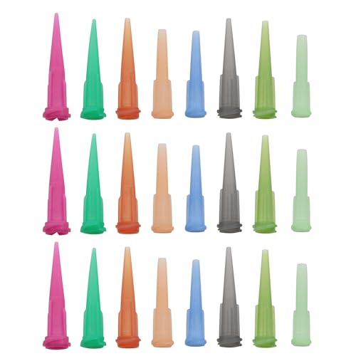 JCBIZ 80PCS 8 mixed-size Plastic Tapered Pinhead Blunt End Liquid Dispenser Needles Dispensing Fill Needle Luer Syringe Needle Tip for Oil or Glue Applicator