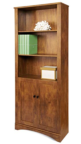 Realspace Dawson 5 Shelf Bookcase With Doors Brushed Maple Brickseek