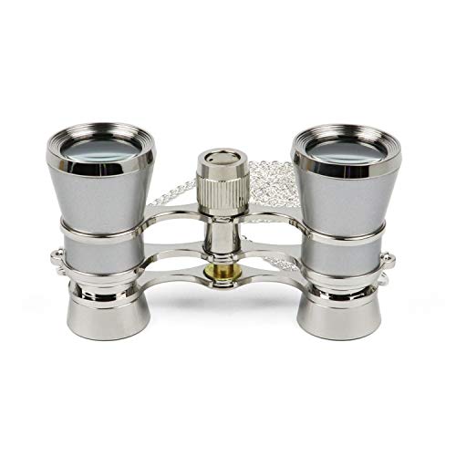 Kingscope 3X25 Vintage Opera Glasses Binoculars for Theater Musical Concert (Silver, with Chain) - Thumbnail 2