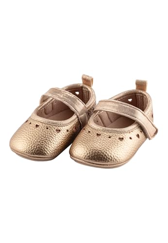 Sterntaler Ballerines en Forme de cœur pour bébé - en Cuir synthétique avec Broderie en Forme de cœur et Fermeture Velcro - Chaussures pour bébé Fille avec Semelle antidérapante, Marron doré, 18 EU