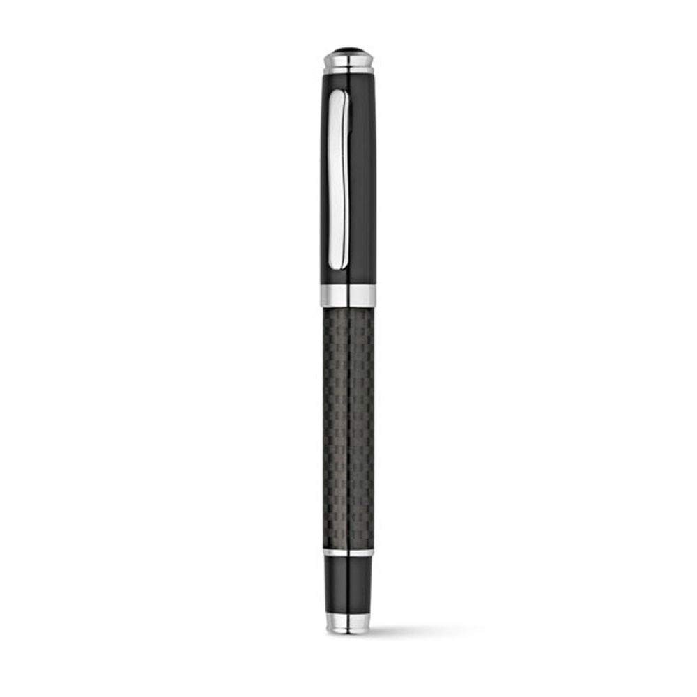 noTrash2003 Schreibset Rollerball und Kugelschreiber Set Metall und Carbonfaser schwarz Lederetui