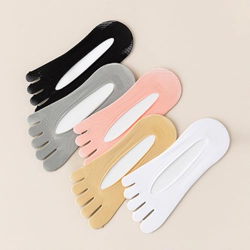 Qianly Five Toe Socks, Boat Socks, Breathable Ankle Toe Socks for Casual Ladies Girls, Gray4