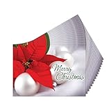 SHADE TREE GREETINGS Christmas Secular Boxed Greeting Card Multi-Pack Set (4x6) by Fravessi | 16 Cards + 17 Envelopes (Poinsettia Design)