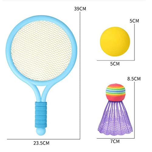 RNXRZANK Kids Badminton and Tennis Play Set with Easy to Grip Colorful Rackets, Beach Garden Outdoor Sports Play Game Toys Gifts, Blue