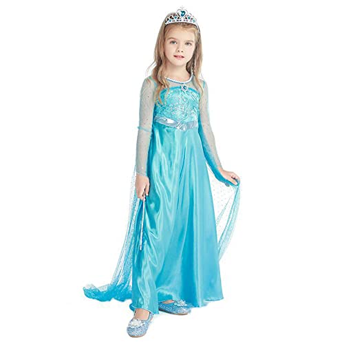 Dzyoleize Princesa Elsa Vestido de Fantasia para Meninas Meninas Festa de Aniversário Rainha Cosplay
