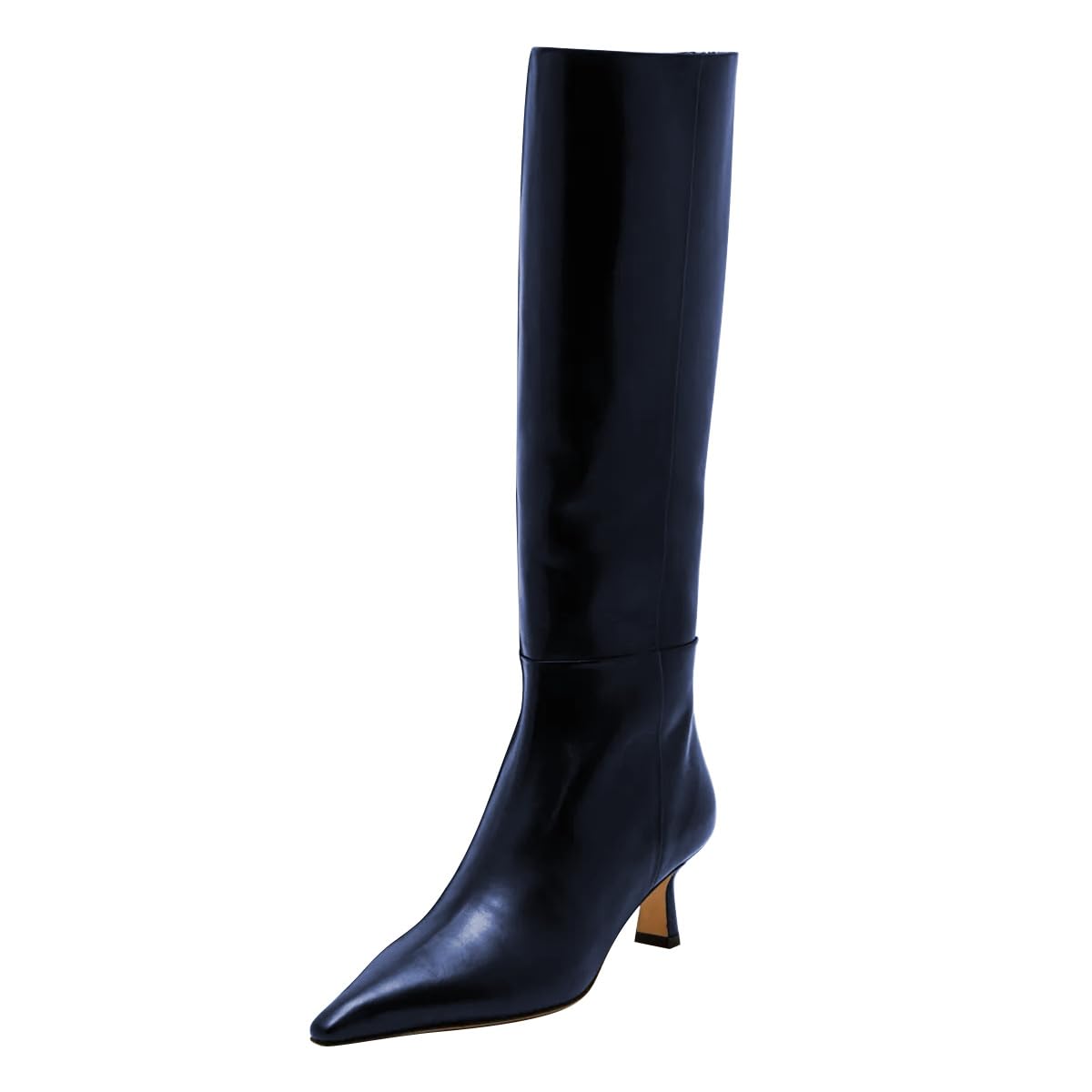 FOWT Women Pointed Toe Knee High Boots Kitten Low Heel Riding Boots Back Zipper Daily Outfit All Season