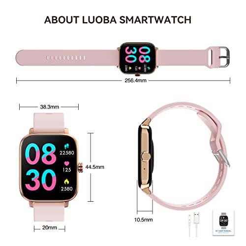 Luoba Smart Watch, 1.69'' Full Touch Answer/Make Call Women Smartwatch For Android Phones Fitness Tracker With Sleep Tracking Calorie Step Counter Sports Fitness Watch For Android Ios, Pink #TOP7