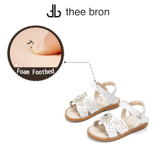 Image of THEE BRON Toddler Girls Sandals Wedding Flower Girl Dress Shoes Open Toe Flats