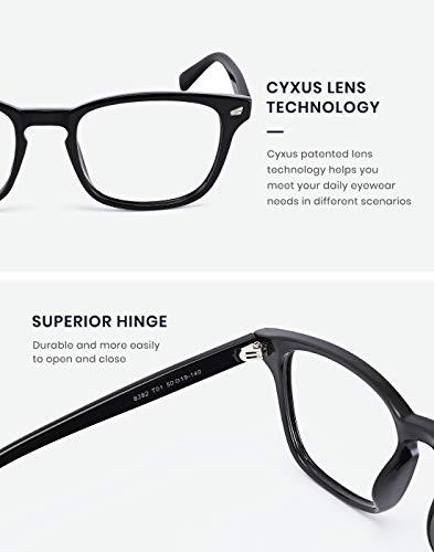 Image of Cyxus Blue Light Glasses Men Women Reduce Eye Strain UV400 Protection 8082 | Eye Protection,Classic Sqaure Frame,Ideal for Computer Screen Office Work Daily Wear
