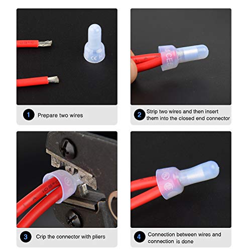 Image of Nilight - 50036R Closed End Crimp Terminal 300 pcs 22-16 /16-14 /12-10 Gauge Nylon Wire Connector Kit,2 Years Warranty