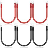 Hoteam 6 Pcs Battery Cable Copper Battery Inverter Cables with Terminals 3/8 Inch Lugs Red and Black Both Ends Power Inverter Wire for Solar Motorcycle Automotive RV Car Boat Marine(4awg,1ft)
