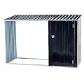 Firewood Rack Outdoor Storage Shed Metal Utility Shed with Heavy Duty Log Holder Firewood Shelter Open Wood Shed with Sloped Roof for Pellet or Lumber