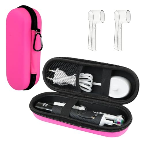 Ph Pro Heat Estojo escova de dentes elétrica compatível com oral B - capa escova de dentes elétrica - precisa de viagem com 2 capas para cabeça., ROSA, Estojo de bagagem