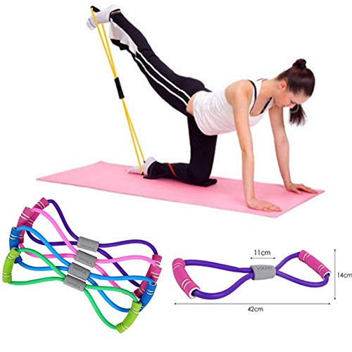 Gaumonki 2019 Hot Yoga Gym Fitness Resistance 8 Word Chest Expander Rope Workout Muscle Fitness Rubber Elastic Bands for Sports Exercise (Random Colour)
