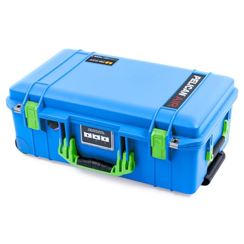 Image of Electric Blue Pelican 1535 Air Carry-on Case - Comes empty - Lime Green Handles & Latches.