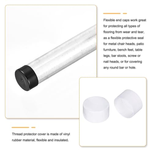 Image of uxcell 4pcs Rubber End Caps 63mm(2 1 /2 Inch) ID x 80mm(3 1 /8 Inch) H Vinyl Round End Cap Cover Screw Thread Protectors Clear