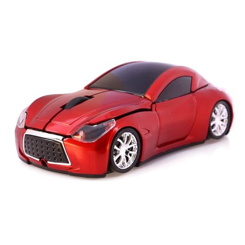 MTUBTB Computer Wireless Mouse Car Shape Optical Mice USB 2.4Ghz for PC Laptop (Red)