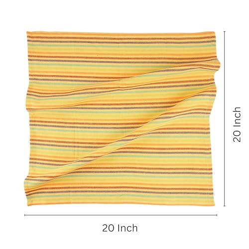 Image of FINGERCRAFT Table Napkins 100% Cotton Yarn Dyed Thick Fabric Cloth Napkins High GSM Napkins 20in x 20in Washable and Reusable for Kitchen Hotels Wedding (Yellow Multi Stripe, Set of 6)