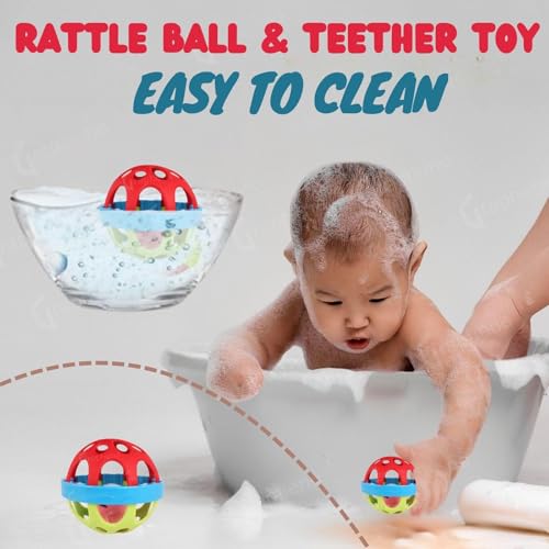 Image of Graphene Rattle Ball Non-Toxic Teether for Infants Babies Shaking Baby Ball Bath Toy Early Development Toy for New Born Infants (Multicolor) (Pack of 1)
