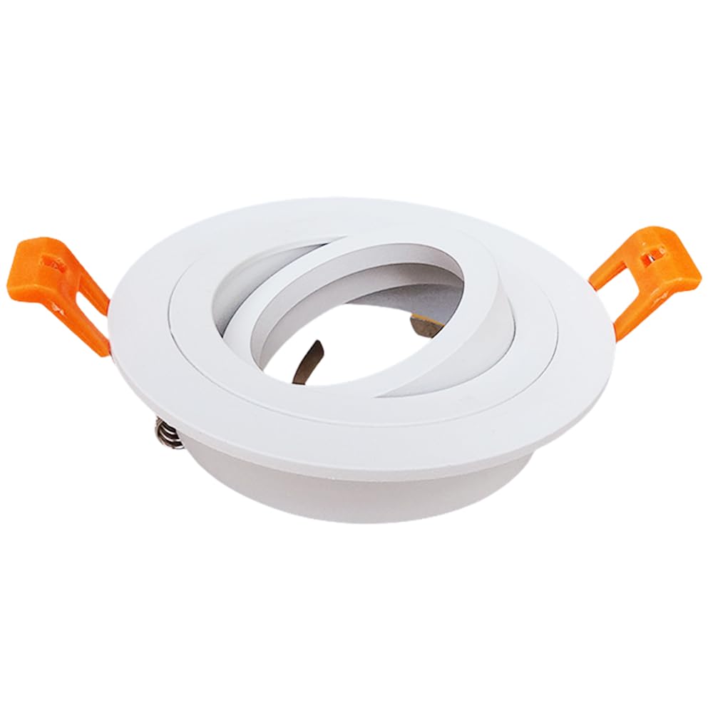 BRENDAXIN 2 Round White (3.6 inches), GU10 Downlight housing, Inlaid Socket LED Ceiling Light Frame, Suitable for /MR16/GU10 Bulb Frame, 75mm Aperture, Adjustable Illumination Angle, Replaceable Bulb