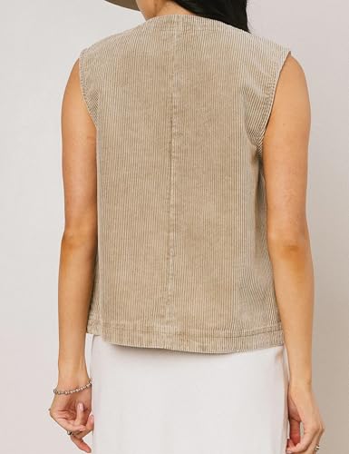 Vest For Women Cute Summer Tops Corduroy Blazer Vest Sleeveless Blouse For Women2
