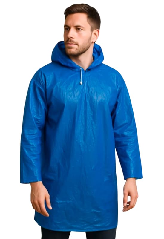 devil 100% Waterproof Rain Coat Hooded Universal Outdoor Water Resistant Portable Suit for Men Women (Blue) (Multisize)-picture-38