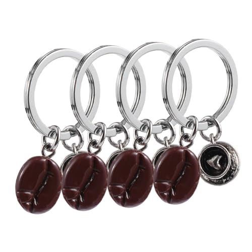 VICASKY 4Pcs Cute Coffee Bean Keychains Bag Pendants for Adults Lightweight Backpack Charms Unique Coffee Themed Keyrings for Boys