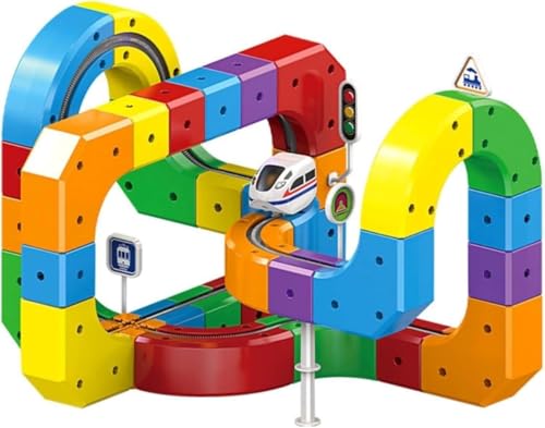 ZMBJ ���[���L���[�u �d�ԃZ�b�g �t���L�V�u�����[�X�g���b�N�A�q���p3D���ߍ��݃��C�A�E�g�d�Ԑ��H�Z�b�g�A�d�͂ɋt�炤�d���Ԃ� �L���[�u�g�ݗ��Ă�������A�j�̎q�A���̎q�ւ̃N���X�}�X�a�����v���[���g ���[�� �������� (81PCS)