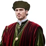 UniqKaliber Gorro medieval para disfraz renacentista Tudor, boina plana para fiesta de cosplay para la Edad Media