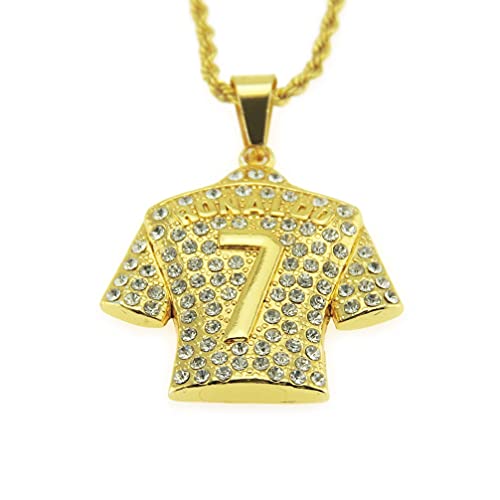 Jersey Necklace For Men, Hip Hop Ronaldo No. 7 Jersey Necklace Number 7 Soccer Jersey Pendant Necklace Men’s Football Player 7 Jersey Charm Necklace Jewelry Gift Football Star Memorial Necklace #TOP2