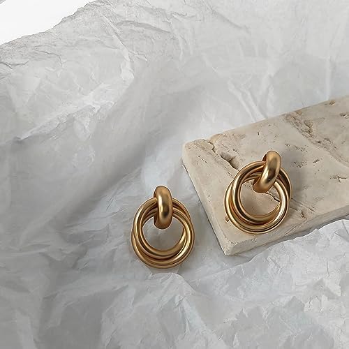 Fluidable Audrey Earrings, 18K Gold Plated Double Hoops Drop Earrings For Women And Ladies, Door knocker Earrings, Large Stud Earrings, Gift For Anniversary