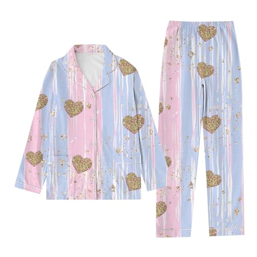 Genérico Pijama Mujer Verano Largo - Conjunto De Pantalones De Manga Larga para Mujer Pijamas Informales Y CóModos con Estampado del DíA De San ValentíN Ropa De A La Moda Pijamas Mujer Dormir