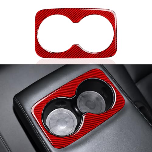 Image of Cup Holder Cover Decals for 2011-2024 Dodge Durango / 2011-2021 Jeep Grand Cherokee WK2 Accessories Carbon Fiber Stickers, Red