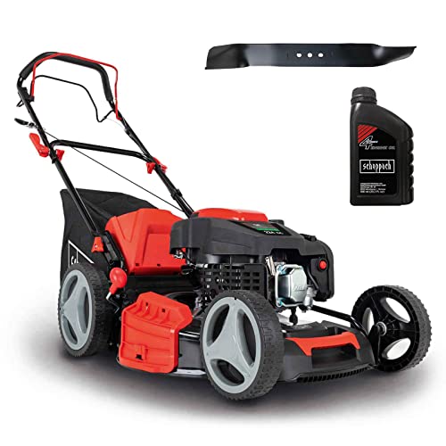 Scheppach Tondeuse Thermique autotractée MS225-53 - 6 CV - Largeur de Coupe 53 cm - Hauteur de Coupe réglable - 65L - Mulching et Nettoyage - Huile Moteur...