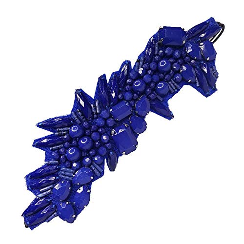 Pink Pewter Logan Elastic Stretch Beaded Headband Hair Accessory - Cobalt