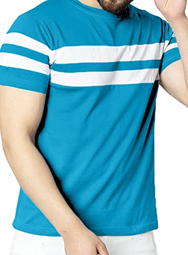 Image of RodZen Men's Polyester Round Neck Regular Fit Striped T-Shirt (Combo Pack of 2)
