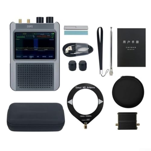 V2.4 DSP2-SDR Radio Receiver, Noise Reduction Portable Shortwave Radio With 3.5 Inch Touch Screen, 10KHz-380MHz & 404MHz-2GHz, Adaptive Gain Control And Donut WB Antenna Built-in 5000MAh Battery