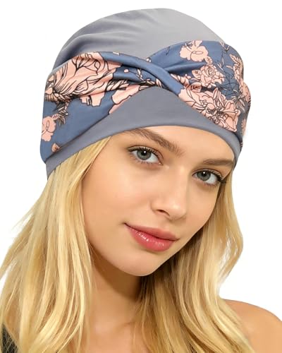 Image of Chemo Headwear for Women Knot Beanies with Stretch Elastic Turbans Soft Cancer Hats Head Coverings Scarf Headwraps