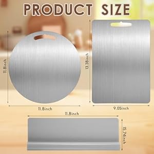 Patelai 2 Pcs Stainless Steel Cutting Boards for Kitchen 304 Steel Chopping Board Metal Round Chopping Board with Non-slip Rubber Pad for Meat Vegetables Dishwasher Safe,13.4" x 9" and 11.8" x 11.8" Patelai 2 Pcs Stainless Steel Cutting Boards for Kitchen 304 Steel Chopping Board Metal Round Chopping Board with Non slip Rubber Pad for Meat Vegetables Dishwasher Safe134 x 9 and 118 x 118