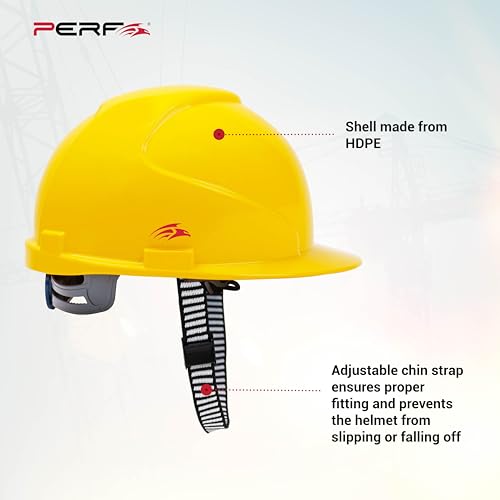 Image of PERF Safety Helmet for Construction & Outdoor Work|Easy 3D Fitting System for Any Head Size|Lightweight|4-Point Support Easy Impact Absorption Sweatband|Maxxtra|Yellow