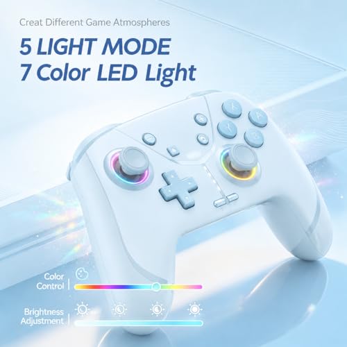 Image of Switch Controller, Wireless Pro Controller for Nintendo Switch 2 /Switch /Lite /OLED, Bluetooth controllers Compatible with iPhone /Mac /iPad /iOS /Android /Phone /PC /Steam and TV with Programming /RGB4 /Vibration / 3 Turbo Modes /6-Axis /Motion (Blue)