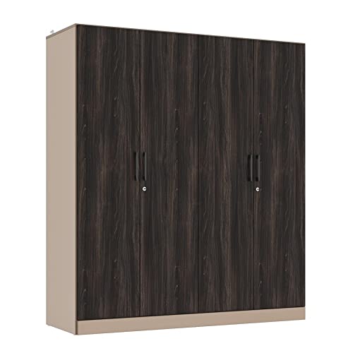 Image of Wakefit Wardrobe | 1 Year Warranty | Engineered Wood Almirah, Cupboard for Clothes Storage | 4 Door, 4 Shelves, 2 Drawers, 2 Hanging Space | Cashmere Plus - Frappe-Wyoming Maple