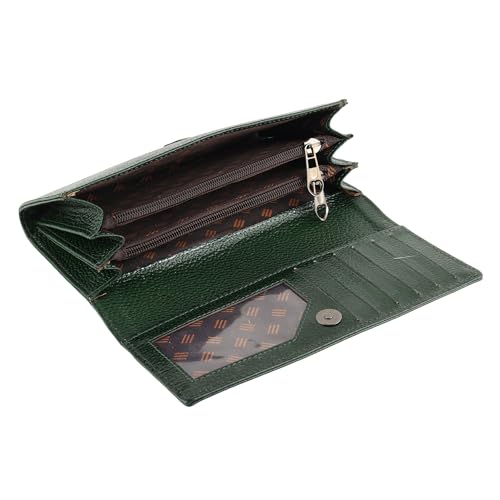 Image of Steve Jhonson Women's Leather Wallet - Compact Hand Purse with Card Holder - Stylish Clutch for Women - Cute Mini Wallet for Daily Use - Slim & Elegant Design (Green)