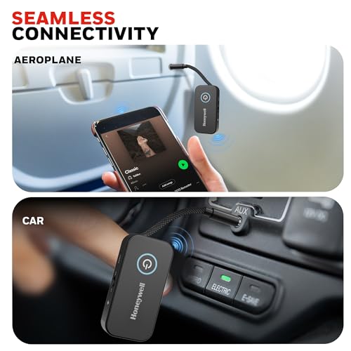 Image of Honeywell 2-in-1 Bluetooth 5.4 Transmitter & Receiver, AUX & Type-C Audio Adapter with Mic, 12H Battery Life, Lossless Audio, Ideal for Airplanes, Cars, TVs, Desktops, Speakers and Amplifiers
